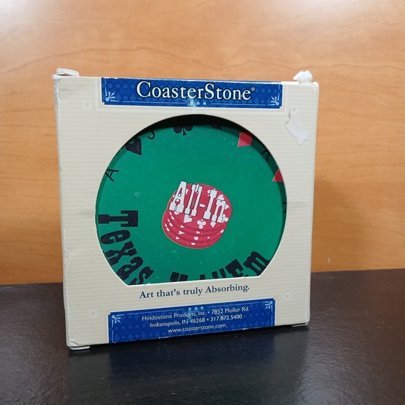 CoasterStone Other - Set Of 4 Absorbent Stone Coasters - Texas Hold 'Em Poker By Coaster Stone